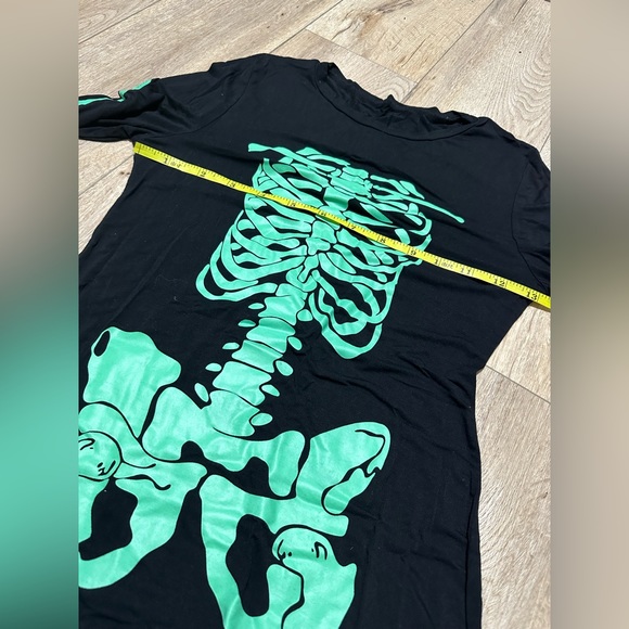 Neon green skeleton bones Bodycon stretchy dress Halloween black light resistant - Picture 10 of 14
